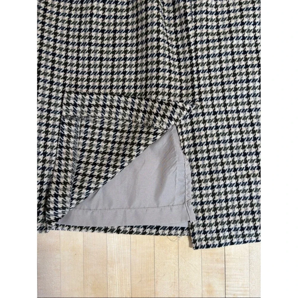 VTG Briggs New York Women's Size 14 Black‎ Cream Wool Houndstooth Pencil Skirt